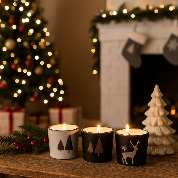 Świąteczna świeca w ceramicznej obudowie SNOWLIGHT 6 cm - różne warianty