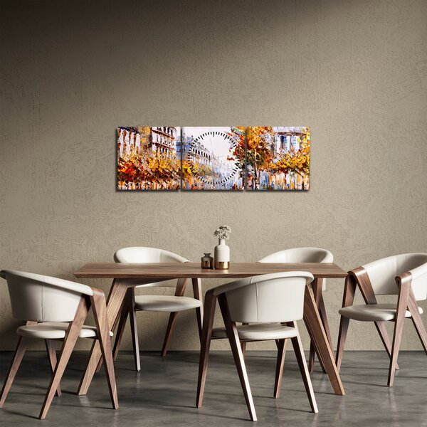 Obraz - Ulica w Paryżu (z zegarem) (90x30 cm)