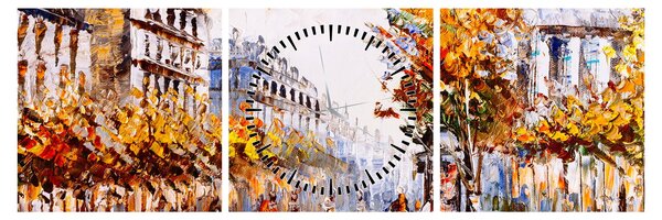 Obraz - Ulica w Paryżu (z zegarem) (90x30 cm)