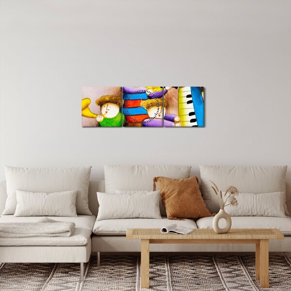 Obraz - Muzycy, malarstwo (z zegarem) (90x30 cm)