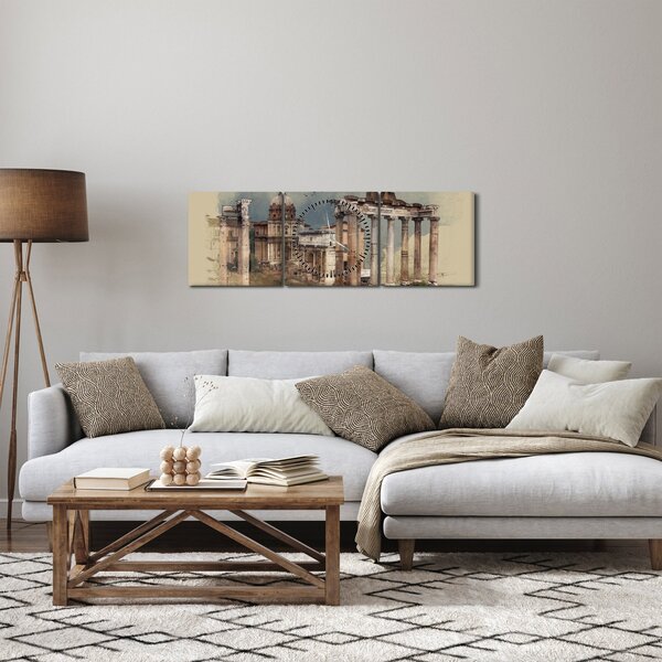 Obraz - Forum Romanum, Rzym, Włochy (z zegarem) (90x30 cm)