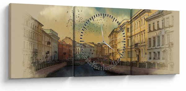 Obraz - Rzeka Mojka, Sankt Petersburg, Rosja (z zegarem) (90x30 cm)