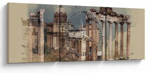 Obraz - Forum Romanum, Rzym, Włochy (z zegarem) (90x30 cm)