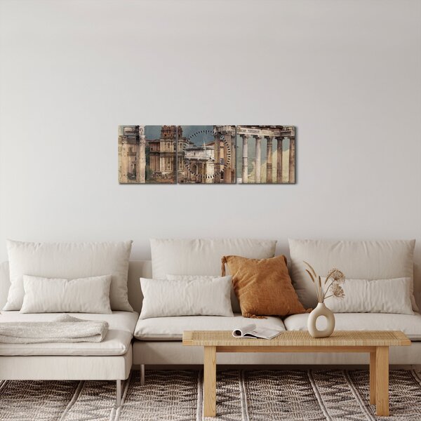Obraz - Forum Romanum, Rzym, Włochy (z zegarem) (90x30 cm)