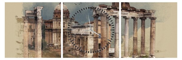 Obraz - Forum Romanum, Rzym, Włochy (z zegarem) (90x30 cm)