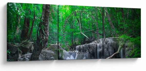 Obraz - Wodospad Erawan, Kanchanaburi, Tajlandia (z zegarem) (90x30 cm)
