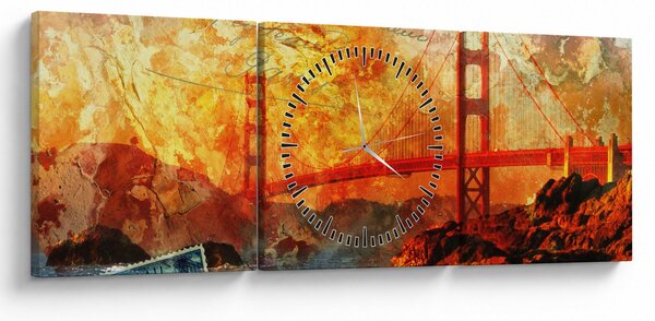 Obraz - Golden Gate, San Francisco, Kalifornia (z zegarem) (90x30 cm)