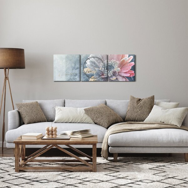 Obraz - Zimowy kwiat (z zegarem) (90x30 cm)