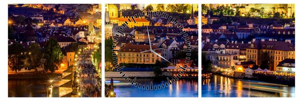 Obraz - Most Karola, Praga, Czechy (z zegarem) (90x30 cm)