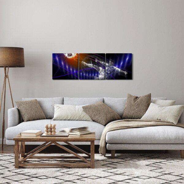 Obraz skaczącego piłkarza (z zegarem) (90x30 cm)