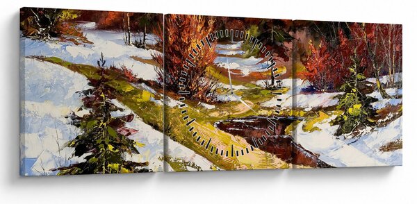 Obraz - Nadejście wiosny (z zegarem) (90x30 cm)