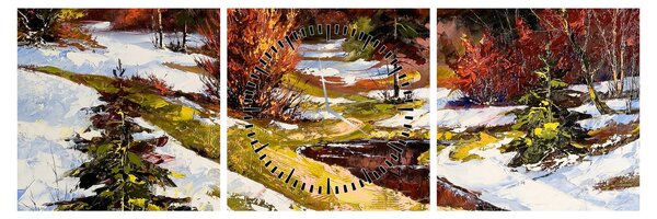Obraz - Nadejście wiosny (z zegarem) (90x30 cm)