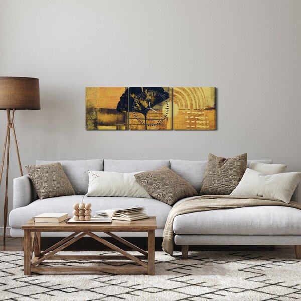 Obraz - Liść miłorzębu (z zegarem) (90x30 cm)