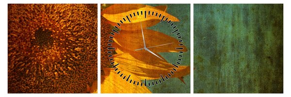 Obraz - Słonecznik (z zegarem) (90x30 cm)