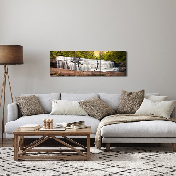 Obraz wodospadu (z zegarem) (90x30 cm)