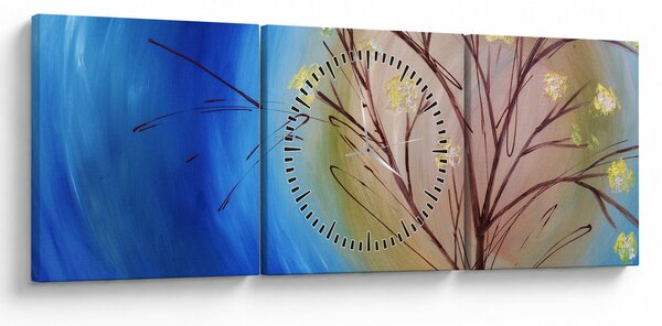 Obraz - Drzewo zakrywające słońce (z zegarem) (90x30 cm)