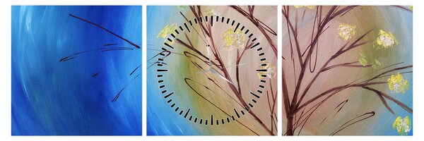 Obraz - Drzewo zakrywające słońce (z zegarem) (90x30 cm)