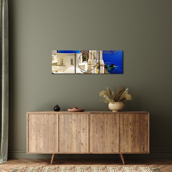 Obraz - Santorini, Grecja (z zegarem) (90x30 cm)