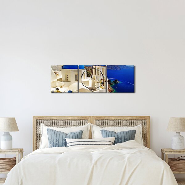 Obraz - Santorini, Grecja (z zegarem) (90x30 cm)