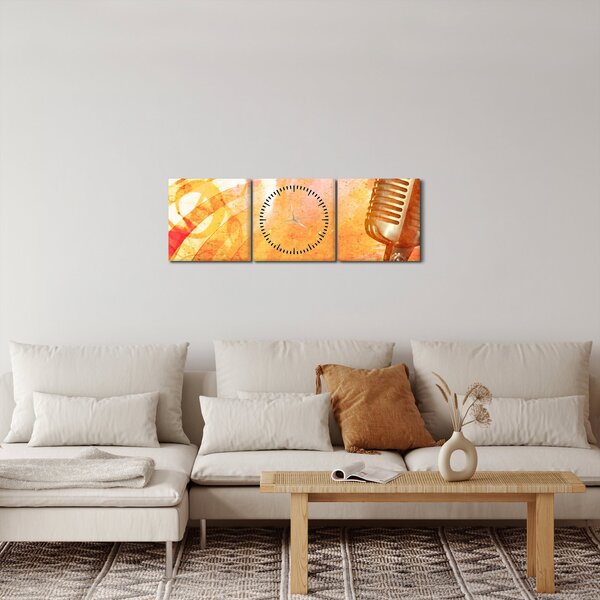 Obraz - Mikrofon retro (z zegarem) (90x30 cm)