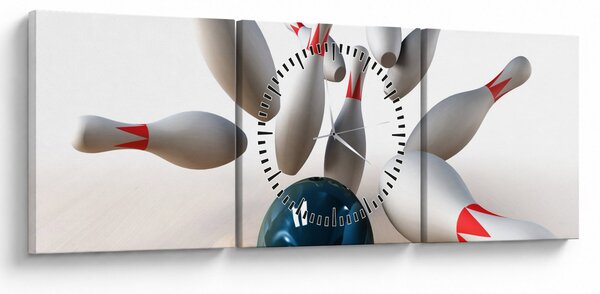Obraz - Kręgle (z zegarem) (90x30 cm)