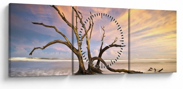 Obraz drzewa w oceanie (z zegarem) (90x30 cm)