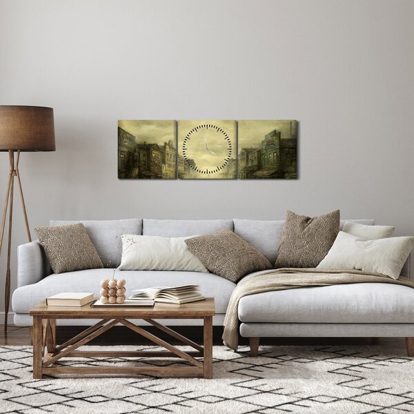 Obraz westernowego miasteczka (z zegarem) (90x30 cm)