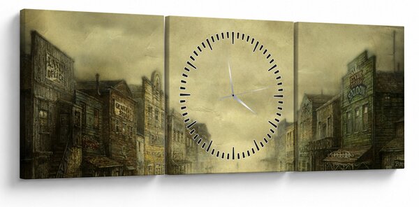 Obraz westernowego miasteczka (z zegarem) (90x30 cm)
