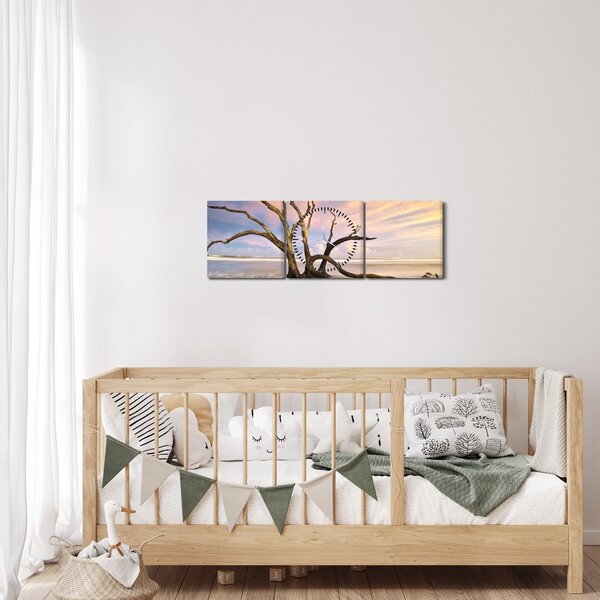Obraz drzewa w oceanie (z zegarem) (90x30 cm)