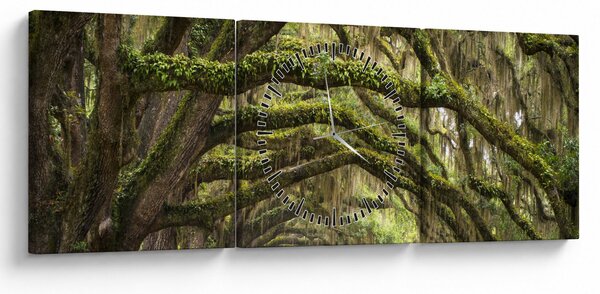 Obraz - Oaks Avenue, Charleston, Karolina Południowa, USA (z zegarem) (90x30 cm)