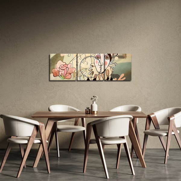 Obraz - Kubizm - harlequin and rose (z zegarem) (90x30 cm)