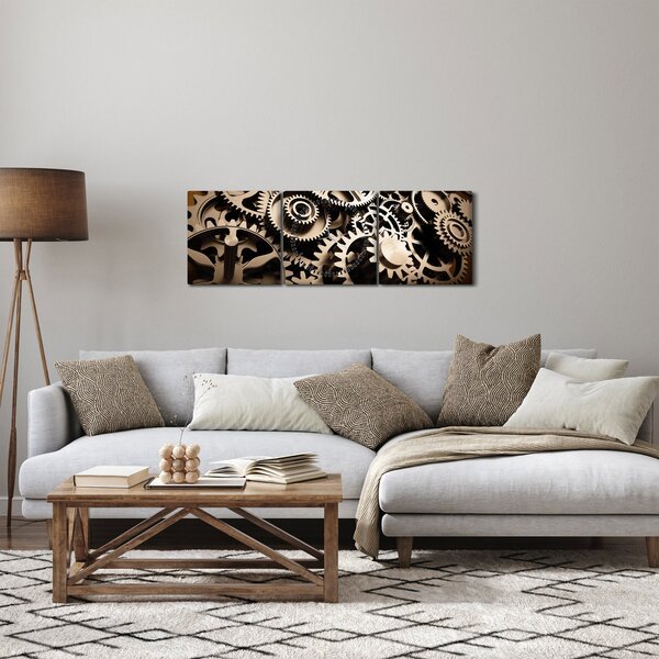 Obraz - Części zegara (z zegarem) (90x30 cm)