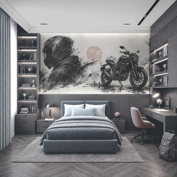 Fototapeta Motocykl z czarną maską, Fototapety Abstrakcja, Popularne Fototapety, t00934 - Tapeko.pl