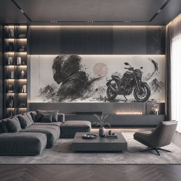 Fototapeta Motocykl z czarną maską, Fototapety Abstrakcja, Popularne Fototapety, t00934 - Tapeko.pl
