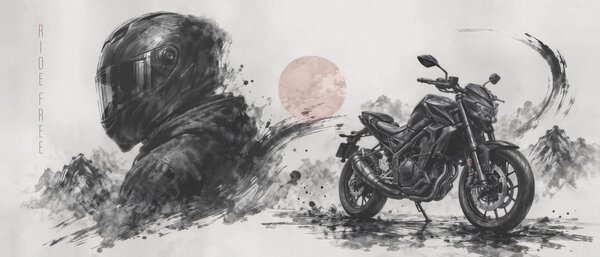Fototapeta Motocykl z czarną maską, Fototapety Abstrakcja, Popularne Fototapety, t00934 - Tapeko.pl