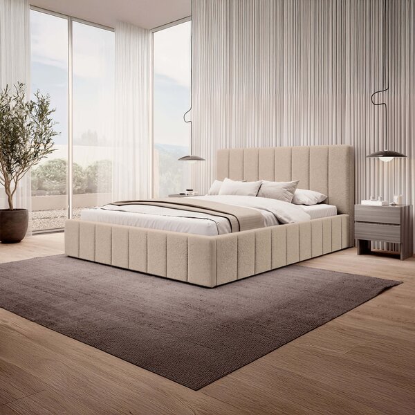 MebleMWM Łóżko tapicerowane z pojemnikiem SFG0144 | 180x200 | Boucle | Ciemny beż #4