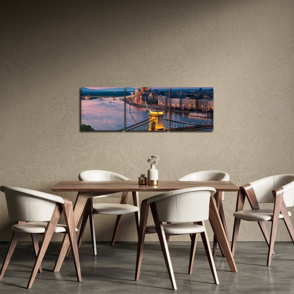 Obraz - Panorama miasta, Budapeszt, Węgry (z zegarem) (90x30 cm)