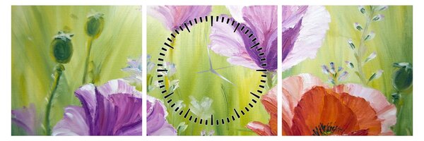 Obraz - Maki (z zegarem) (90x30 cm)