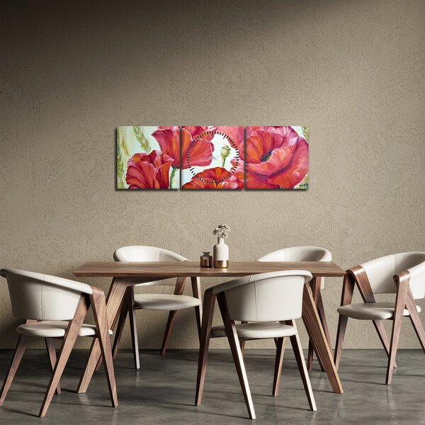 Obraz - Kwiaty maku (z zegarem) (90x30 cm)