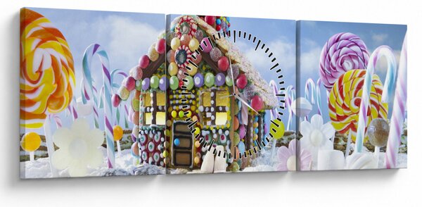 Obraz - Chatka z piernika (z zegarem) (90x30 cm)