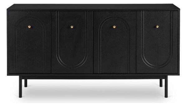 Komoda do Salonu MARLEN 155 cm Czarna Czterodrzwiowa Nowoczesna