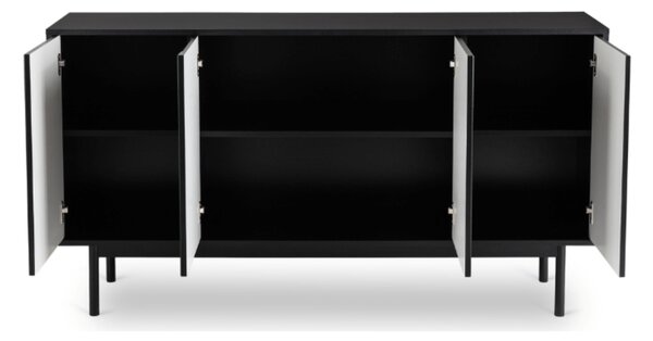 Komoda do Salonu MARLEN 155 cm Czarna Czterodrzwiowa Nowoczesna