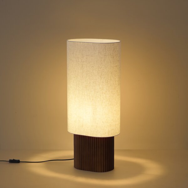 Lampa podłogowa Japandi drewno orzechowe z abażurem z tkaniny 70 cm - Lamel