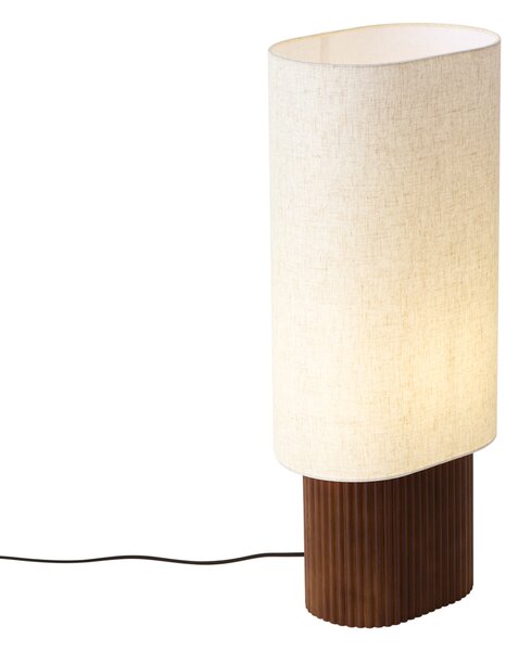 Lampa podłogowa Japandi drewno orzechowe z abażurem z tkaniny 70 cm - Lamel