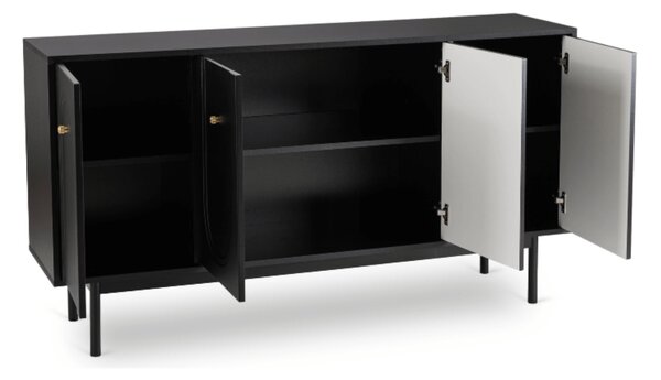 Komoda do Salonu MARLEN 155 cm Czarna Czterodrzwiowa Nowoczesna
