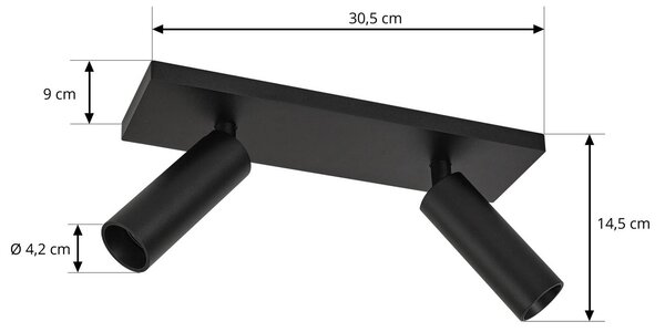 Arcchio Reflektor sufitowy Brinja Slim, czarny, 2-punktowy GU10 MR11 Slim Arcchio, możliwość ściemniania, czarny, przedpokój, aluminium, nowoczesny