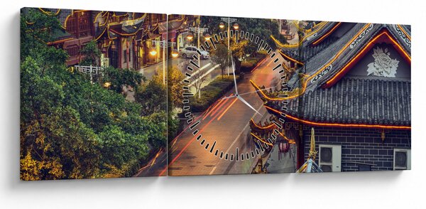 Obraz - Qintai Road, Chengdu, Chiny (z zegarem) (90x30 cm)