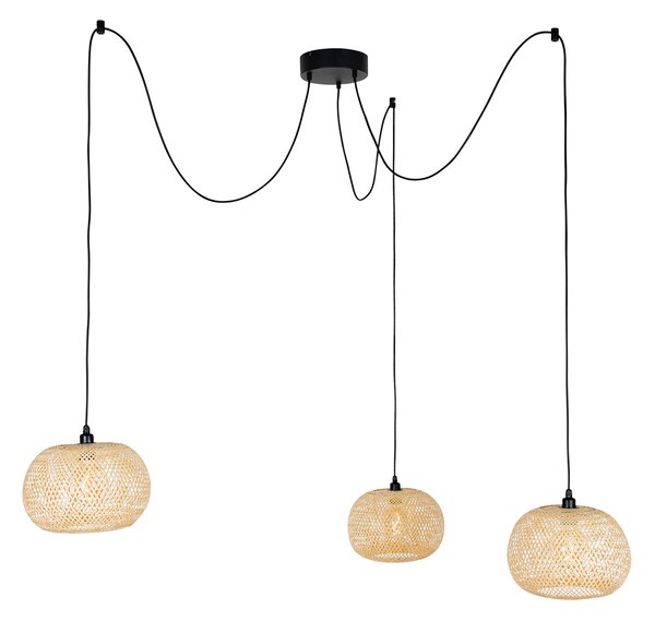Orientalna lampa wisząca zewnętrzna bambusowa 3-światłowa IP44 - Rafael