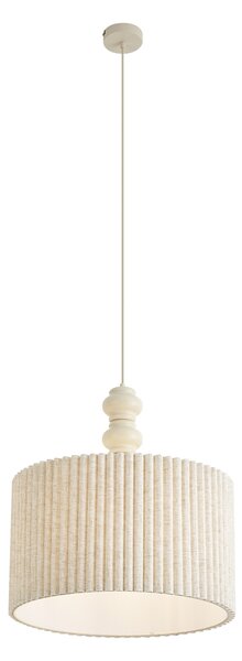 Lampa wisząca Japandi beżowa z lnianym abażurem 50 cm - Fedde