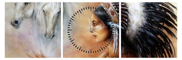 Obraz - Czary Indian (z zegarem) (90x30 cm)